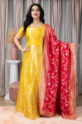 Gulmohar Sitara Banarasi Silk Dress