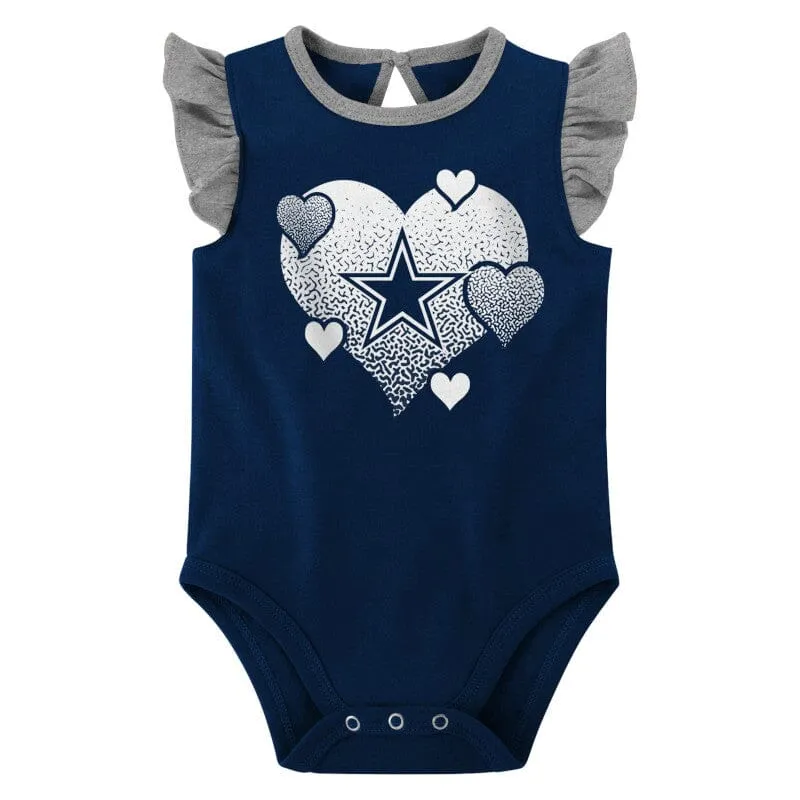 2-Pack Baby Girls Dallas Cowboys Short Sleeve Ruffled Bodysuits