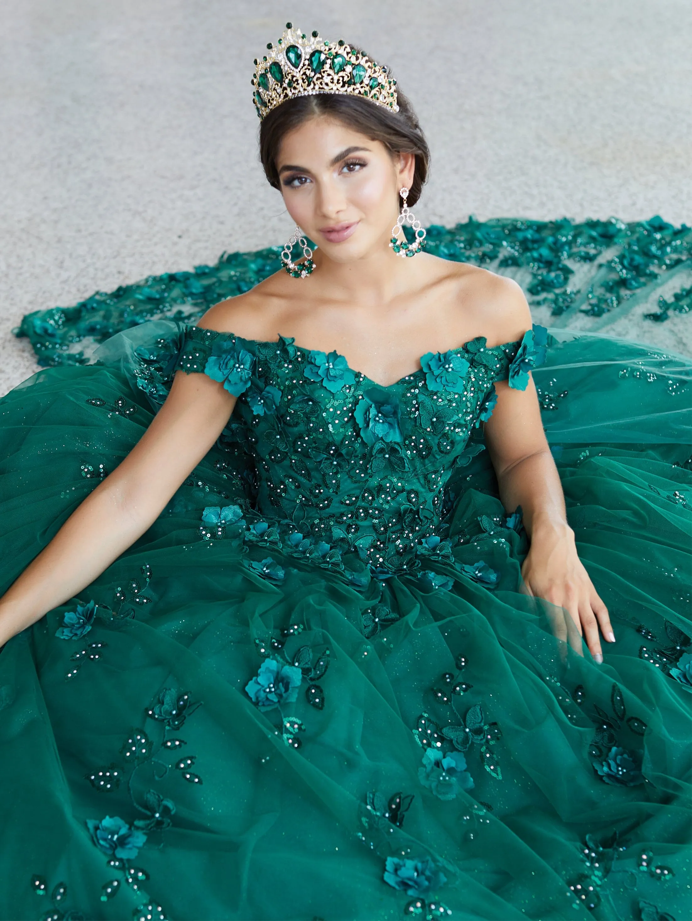 3D Butterfly Cape Quinceanera Dress by House of Wu 26046