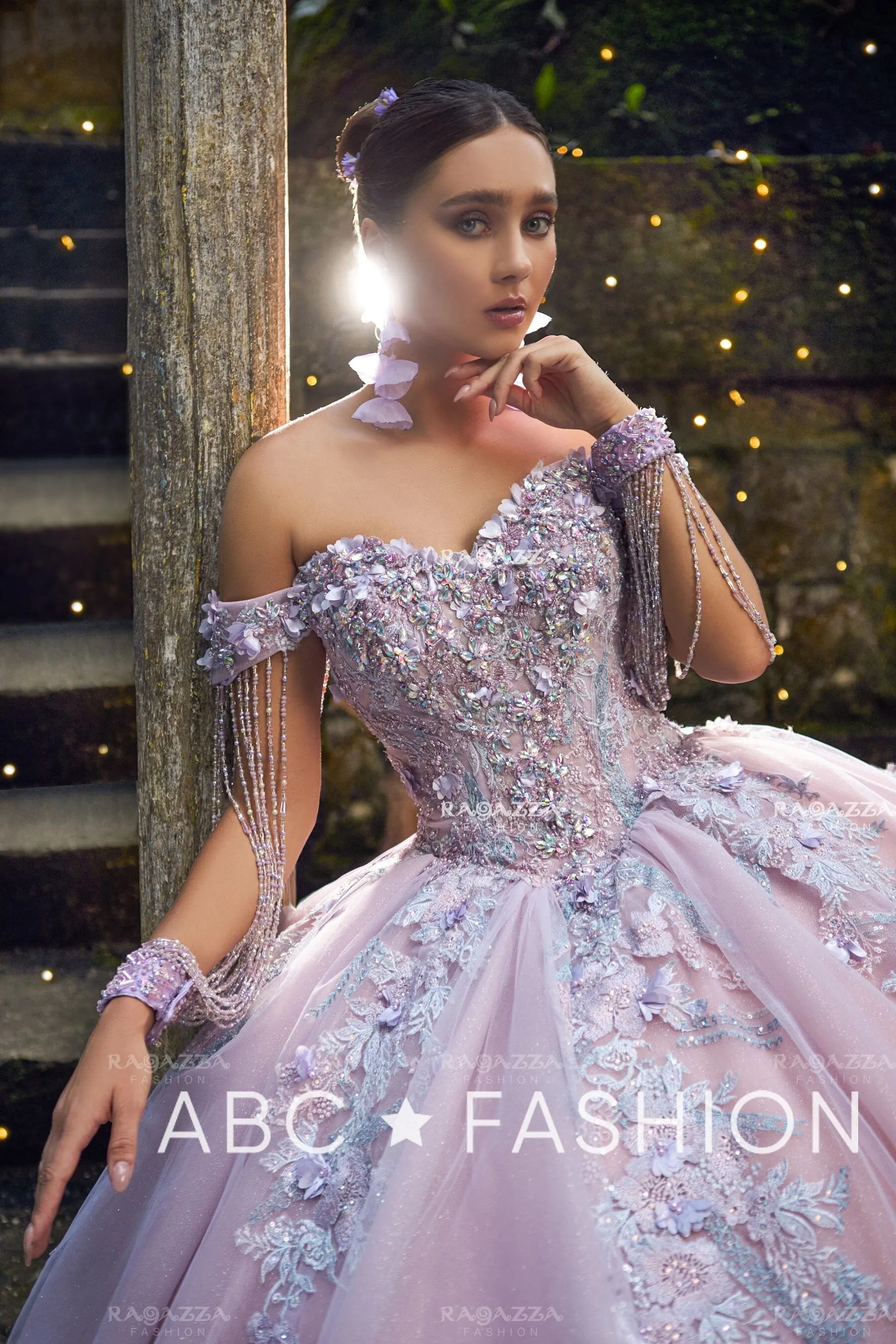 3D Floral Off Shoulder Quinceanera Dress by Ragazza EV30-630