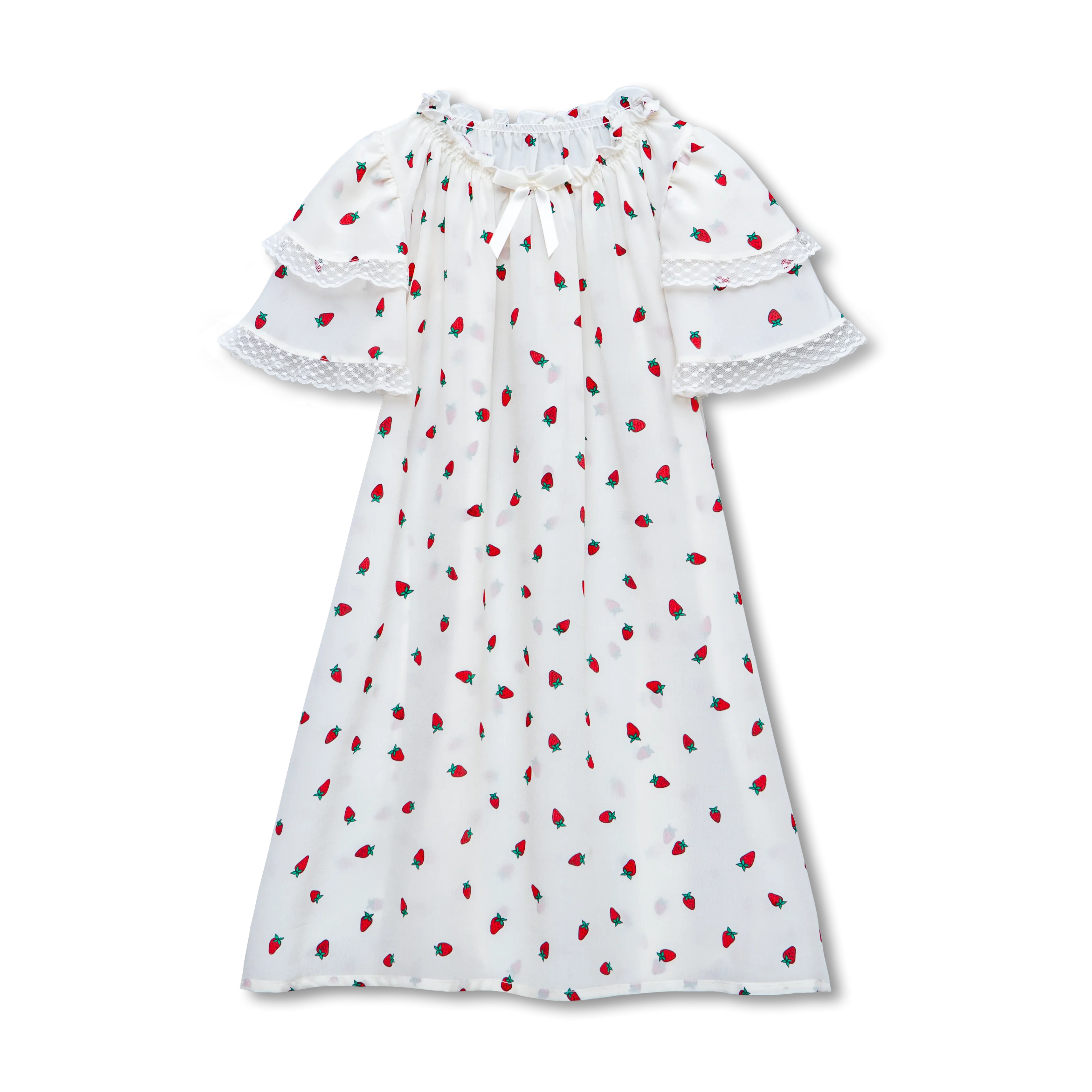 AGNES - GIRLS SILK NIGHTDRESS STRAWBERRIES