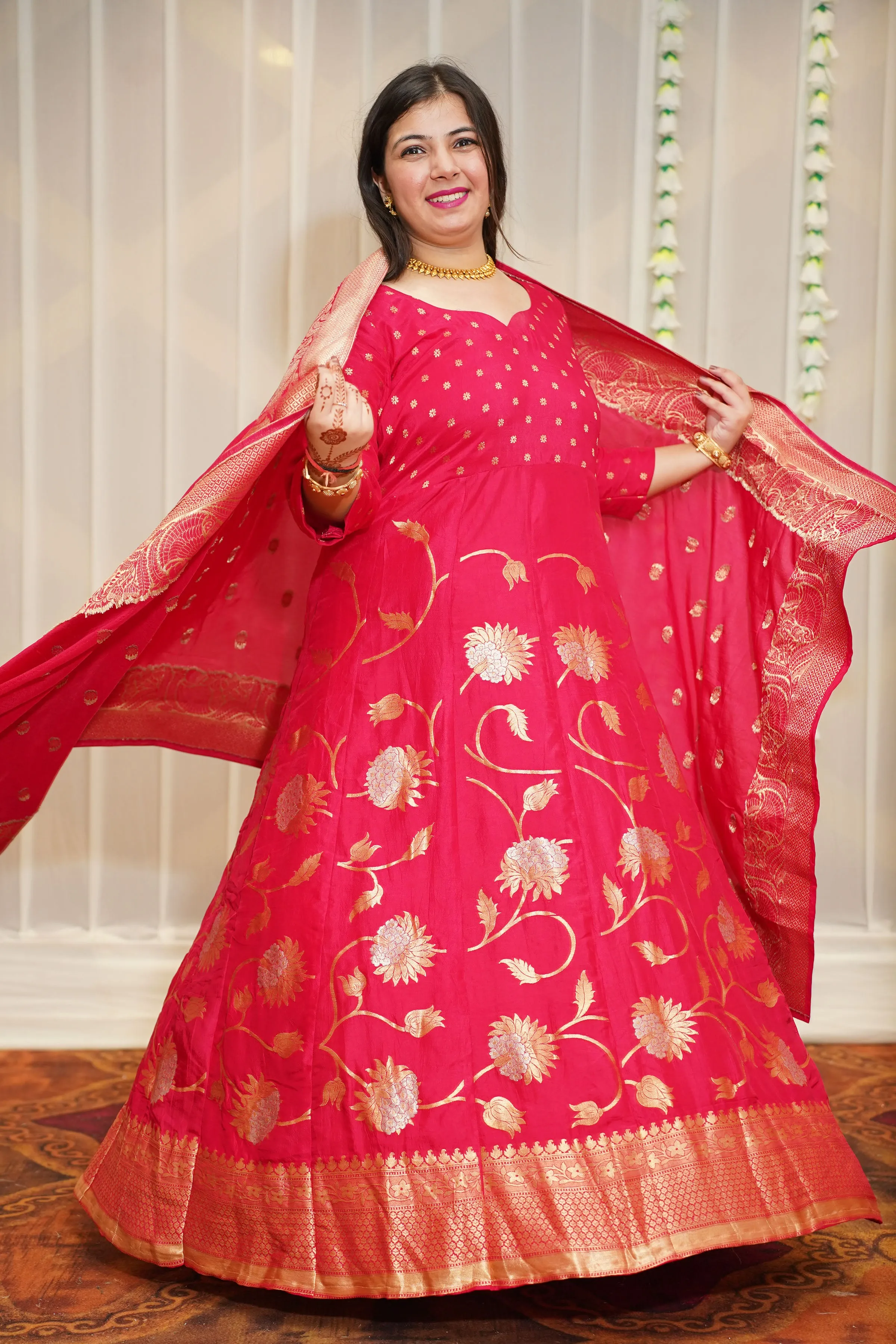 Aishani Jacquard Silk Anarkali Dress