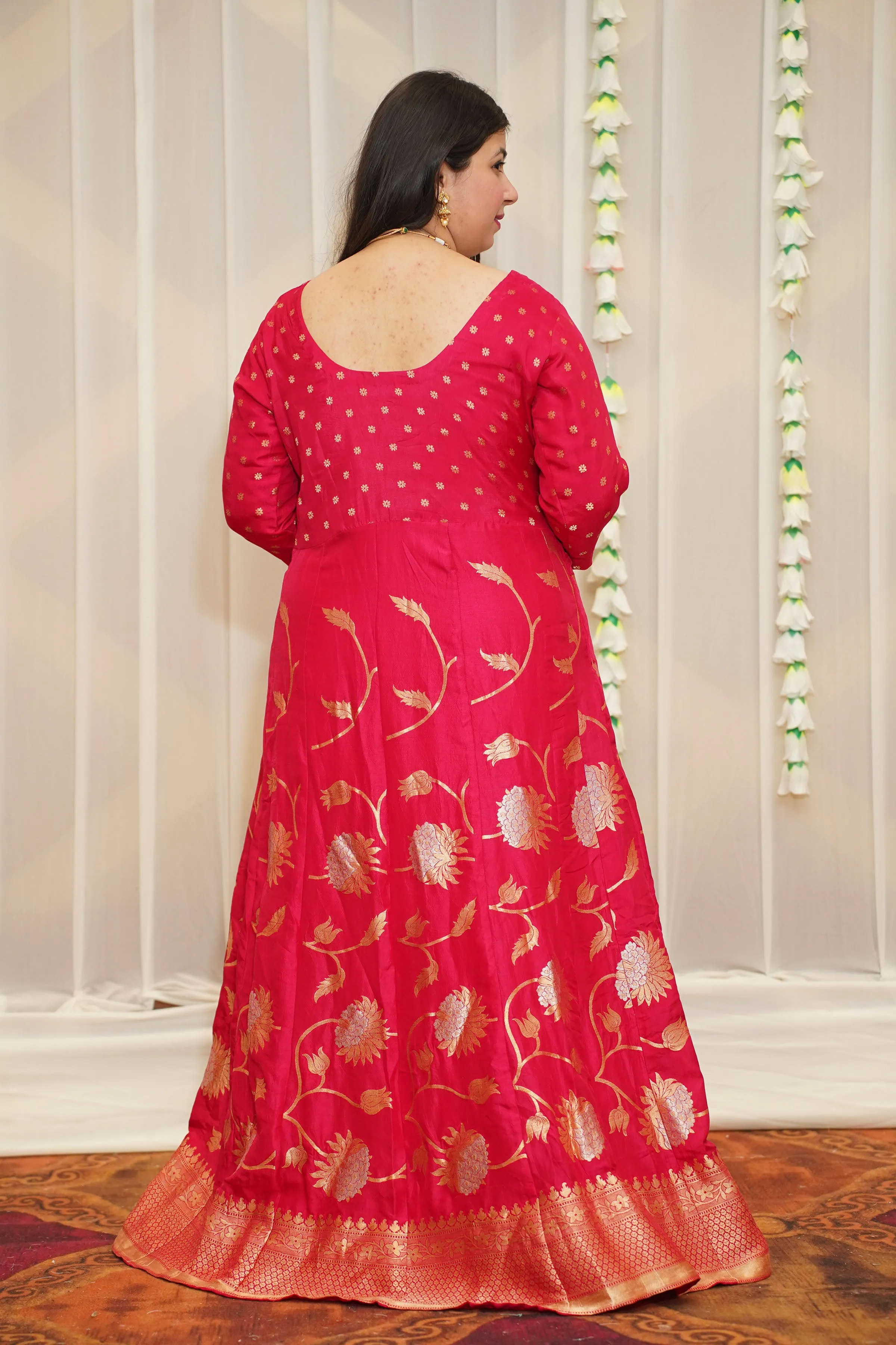 Aishani Jacquard Silk Anarkali Dress