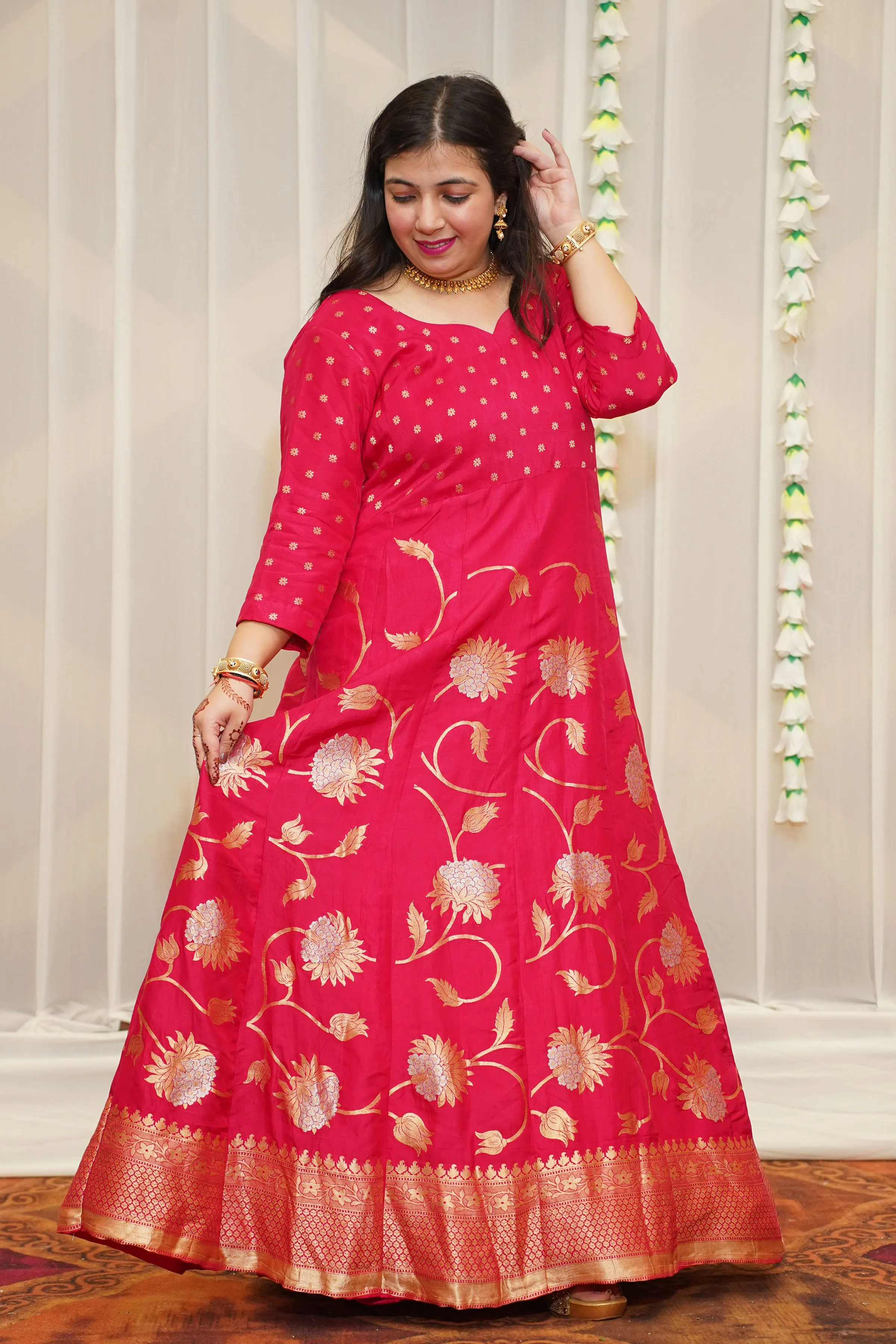 Aishani Jacquard Silk Anarkali Dress