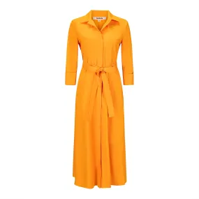 Alma Belted Maxi Shirt Dress - Orange