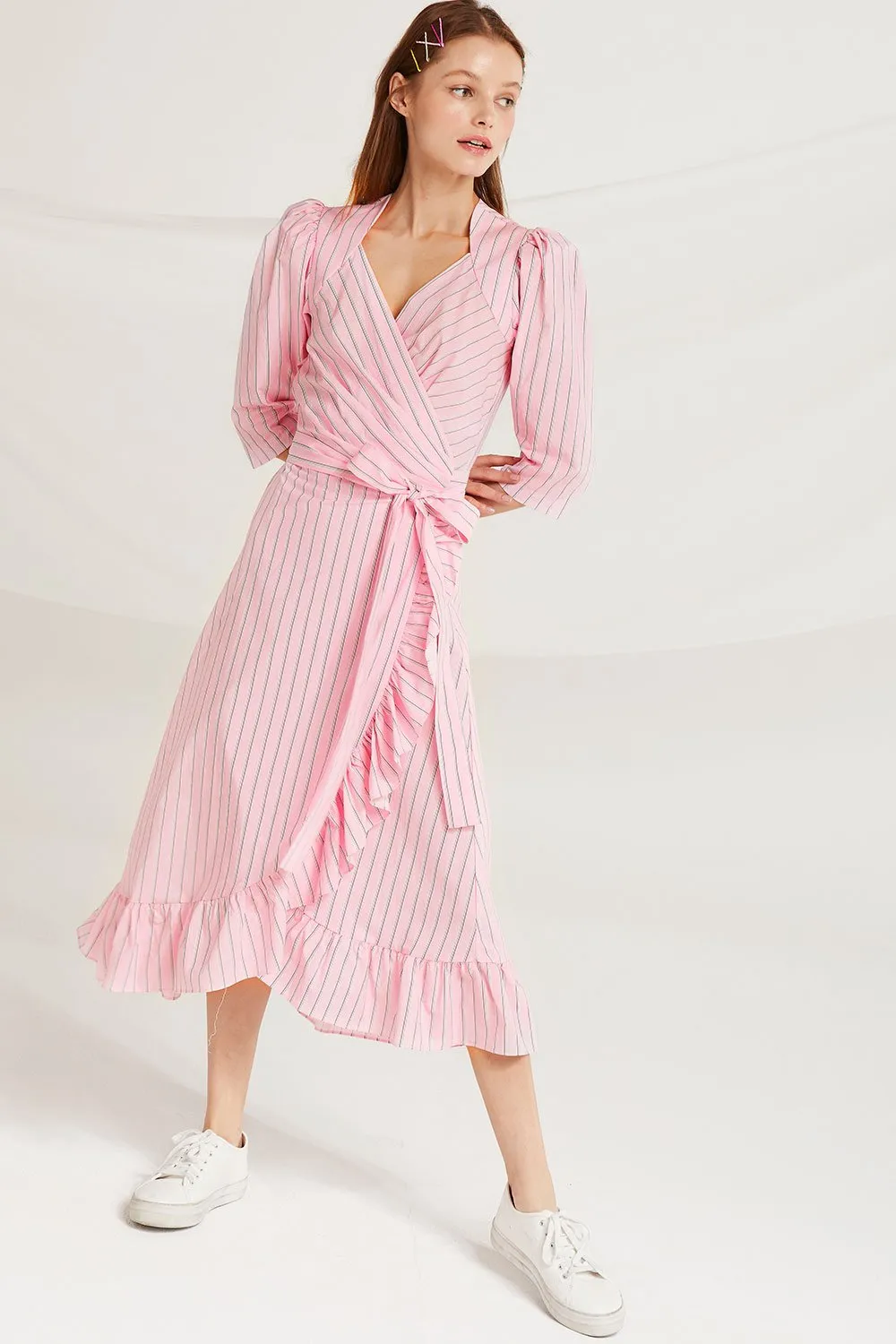 Amani Striped Wrap Dress