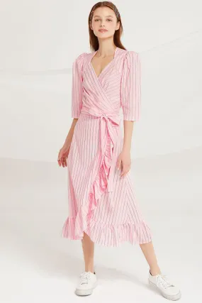 Amani Striped Wrap Dress