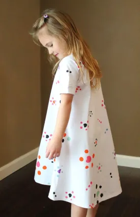 Art & Eden Kids Starfish Polka Dot Girls Organic Cotton Swing Dress