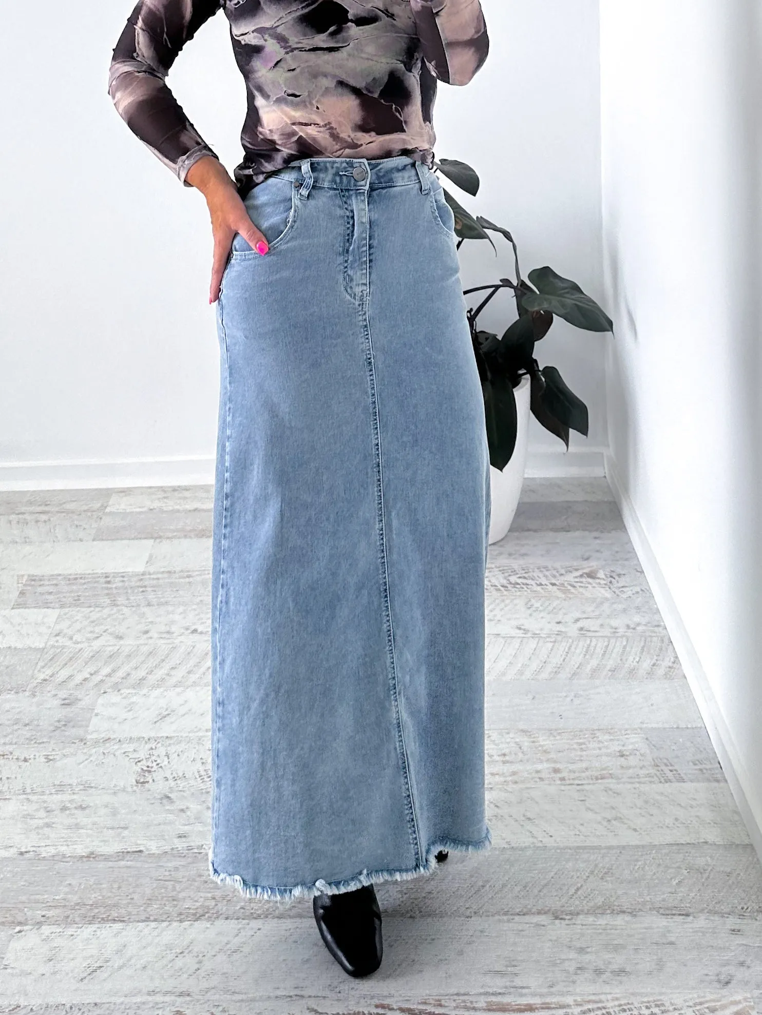 Asher Denim Maxi Skirt - Blue