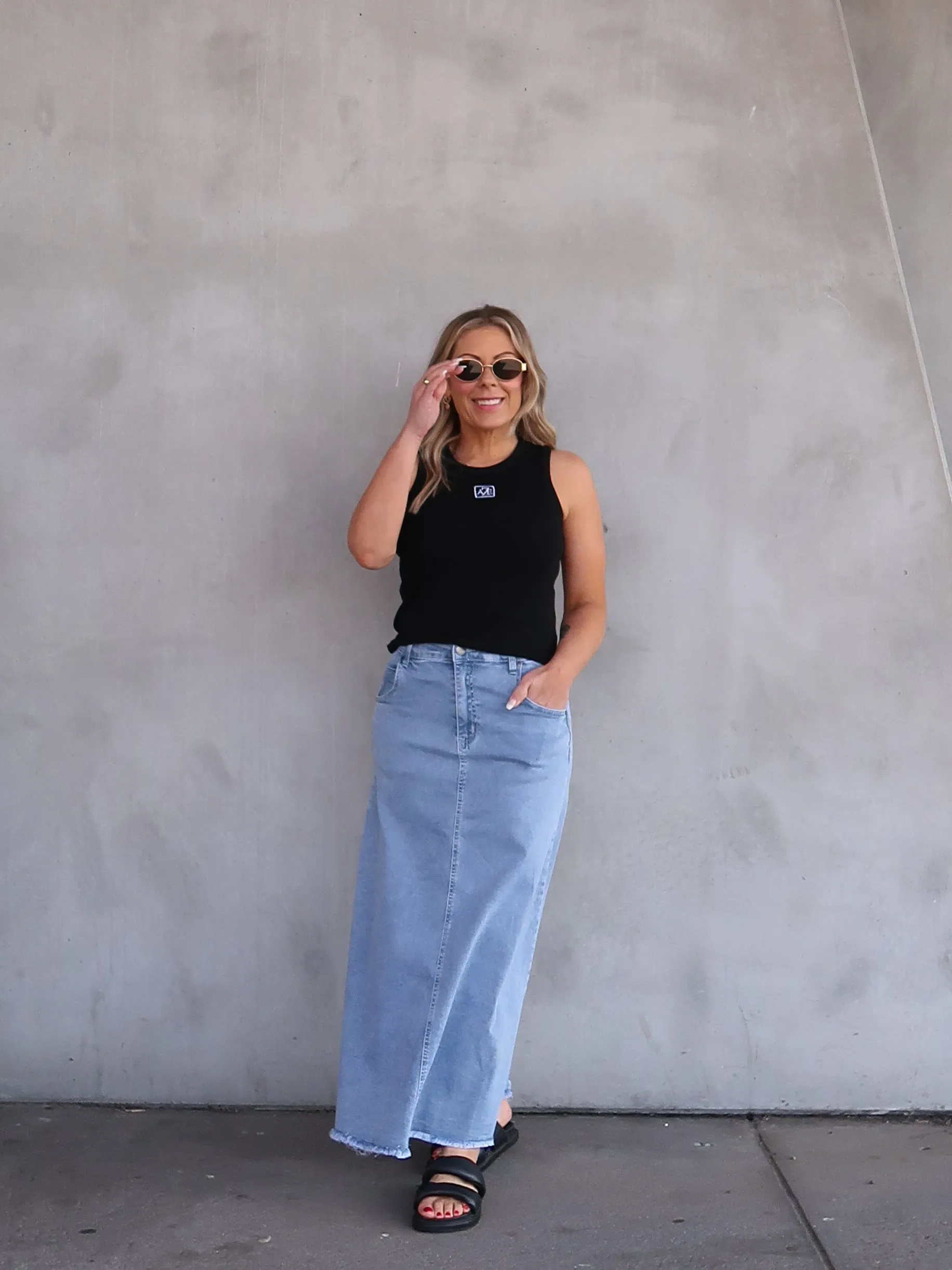 Asher Denim Maxi Skirt - Blue