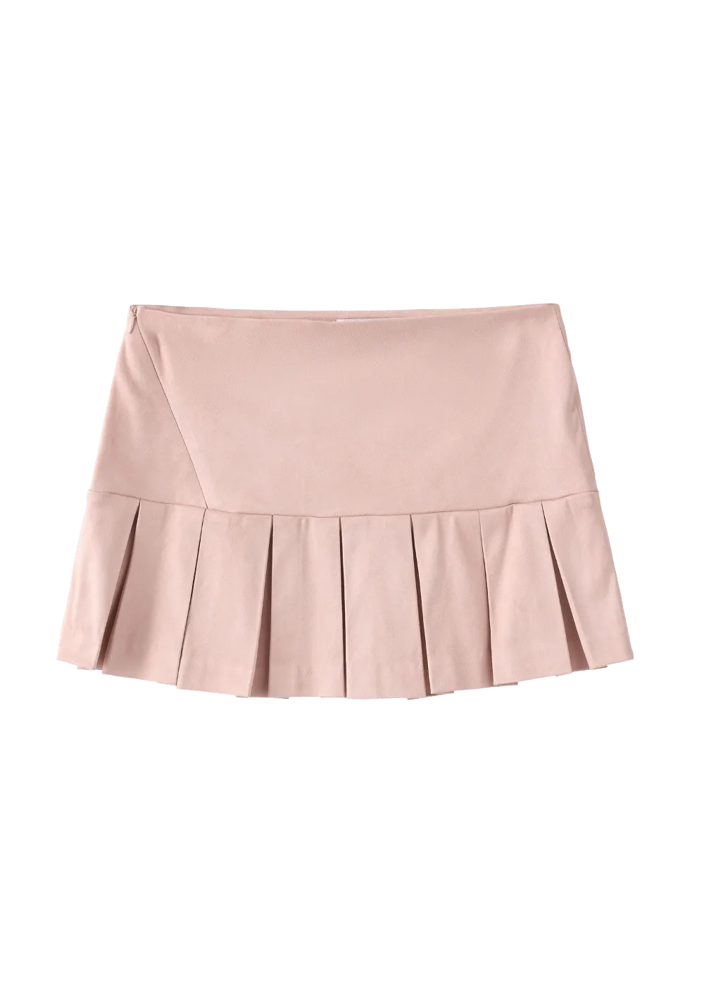 Asymmetric Zip Suede Pleated Skirt