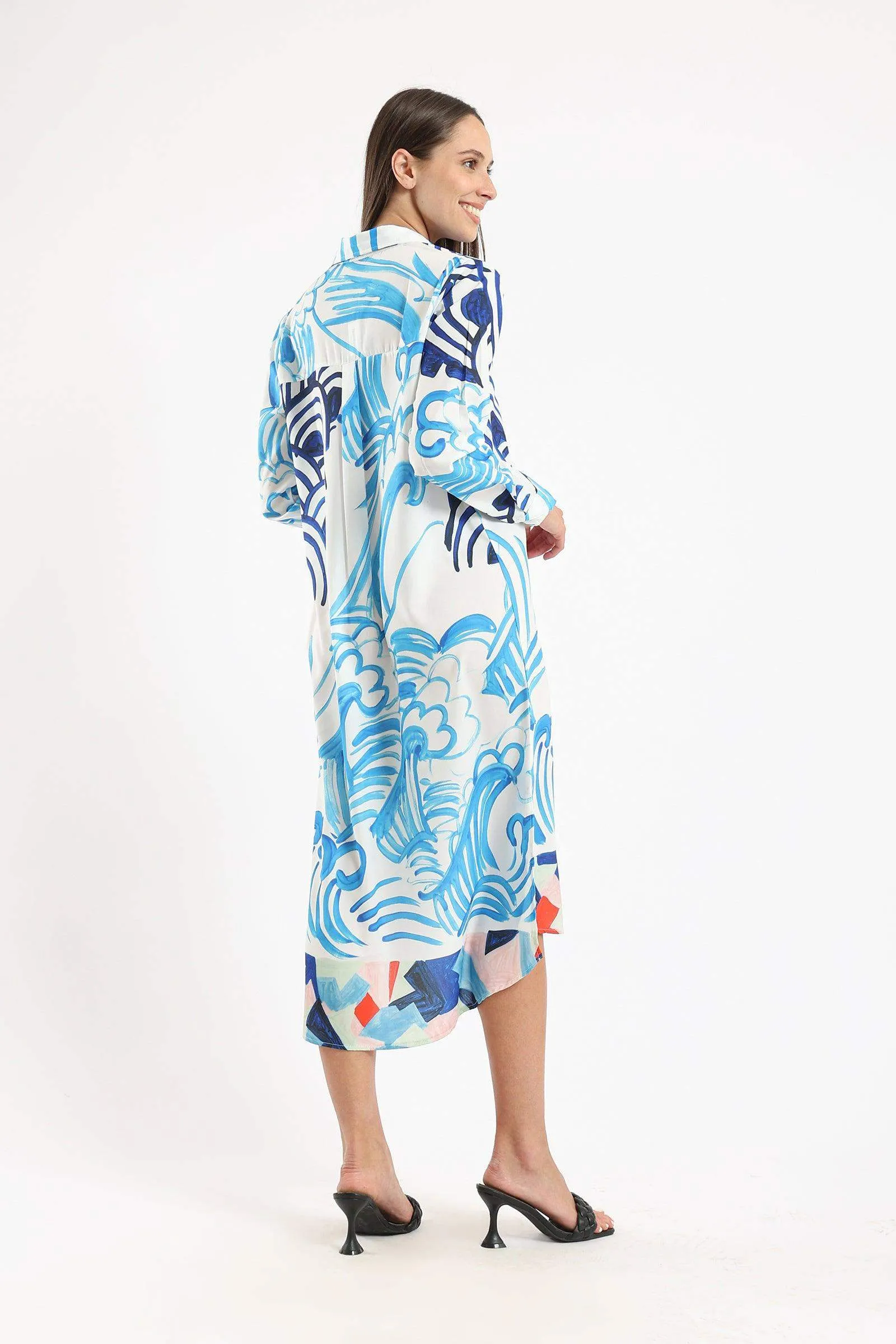 Asymmetrical Printed Shirt Dress