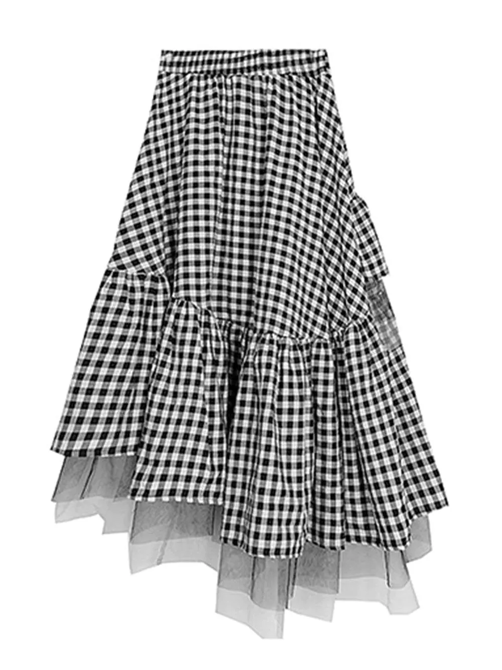 BAMBE Plaid Asymmetrical Skirt