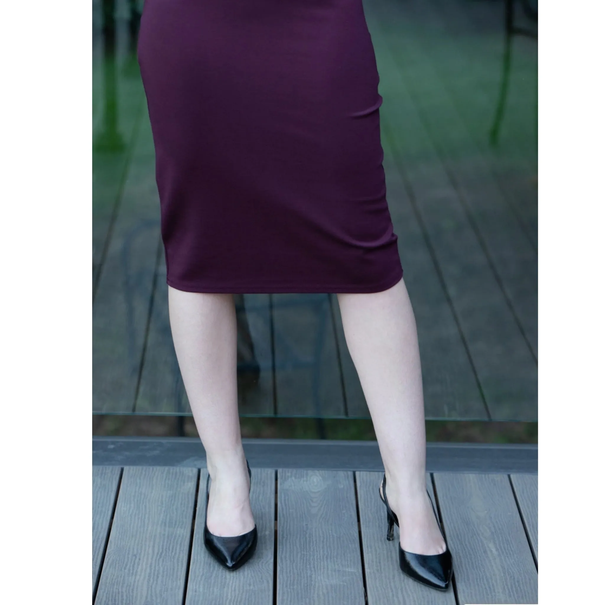 Basic Pencil Skirt by KMW: Wine