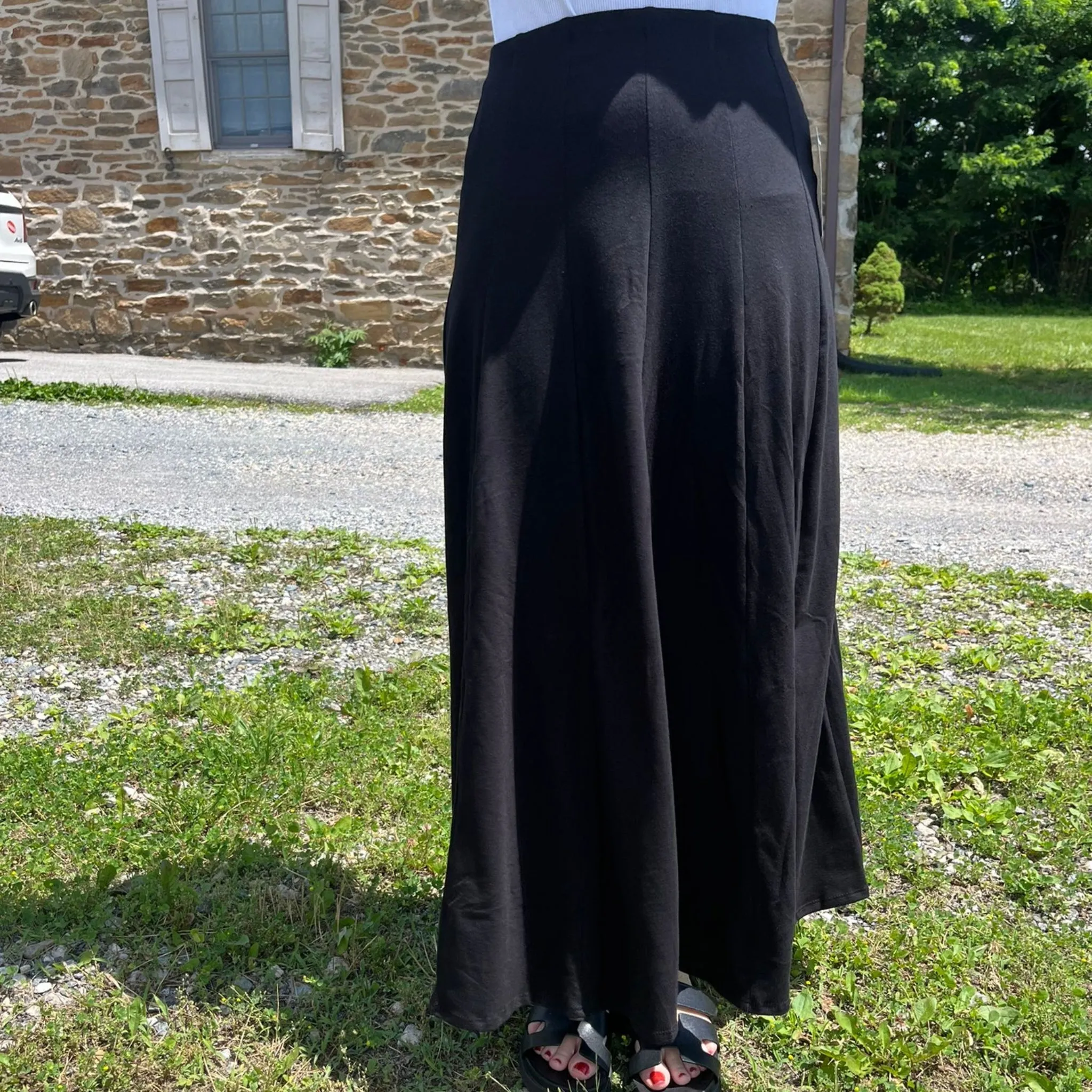 Black Panel Maxi Skirt 36"