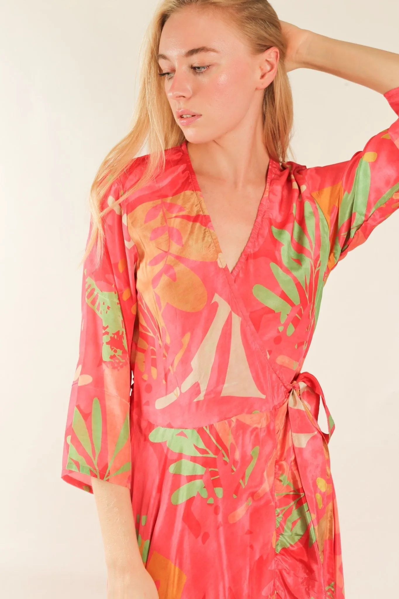 BLOCK PRINT WRAP DRESS HABIBA