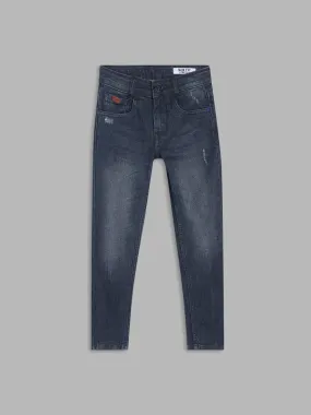 Blue Giraffe Boys Blue Solid Slim Fit Jeans