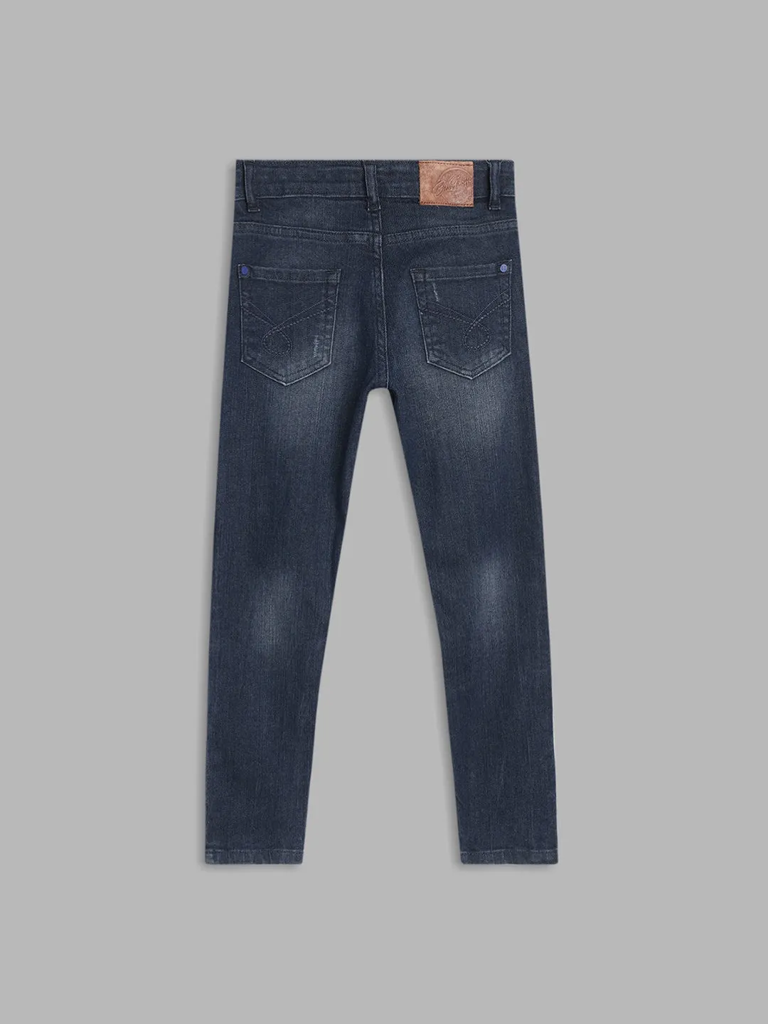 Blue Giraffe Boys Blue Solid Slim Fit Jeans