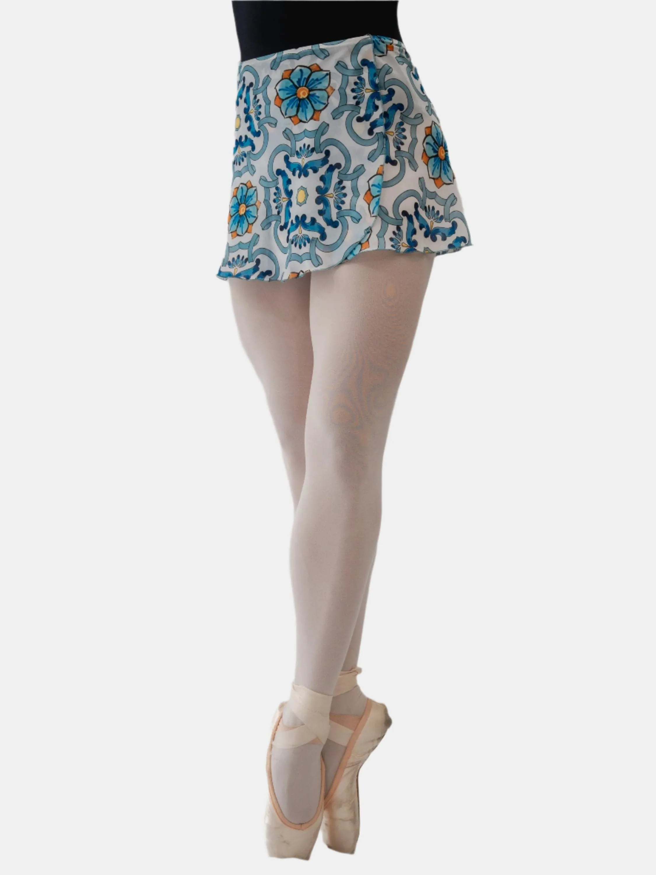 Blue Maiolica Wrap Short Dance Skirt MP302