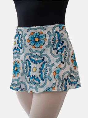 Blue Maiolica Wrap Short Dance Skirt MP302