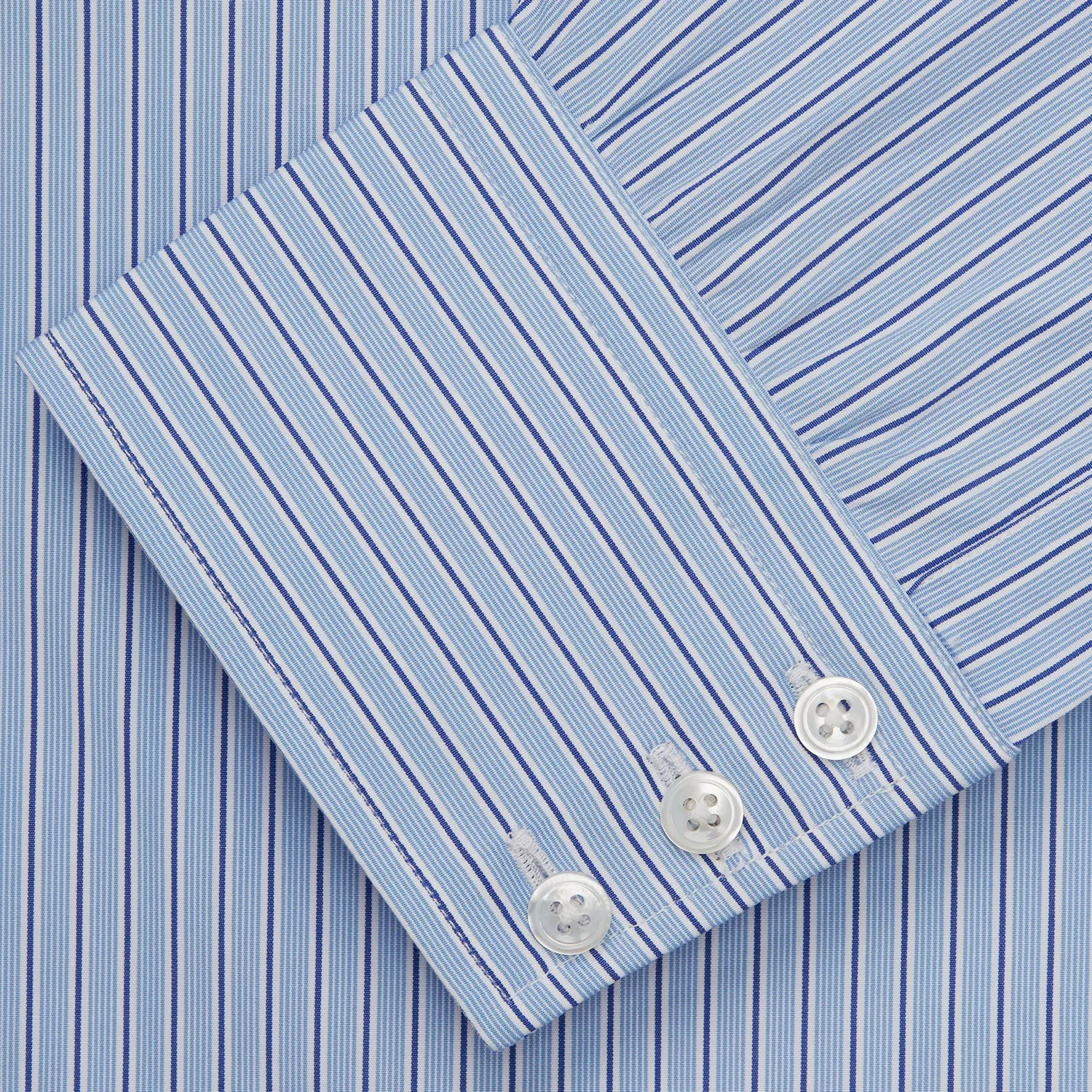 Blue Stripe Shirt with T&A Collar and 3-Button Cuffs