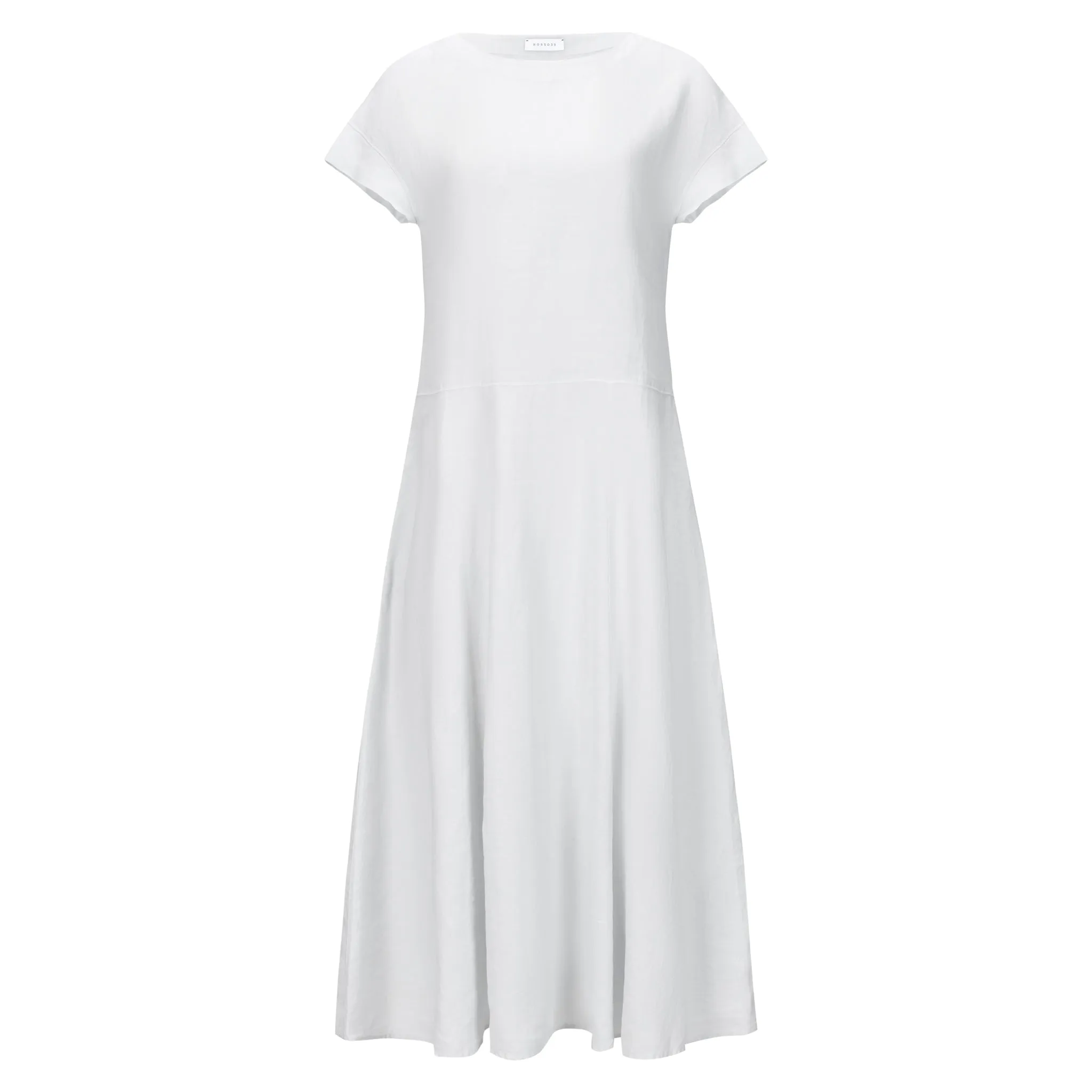 Boat Neck Linen Dress - Light Grey