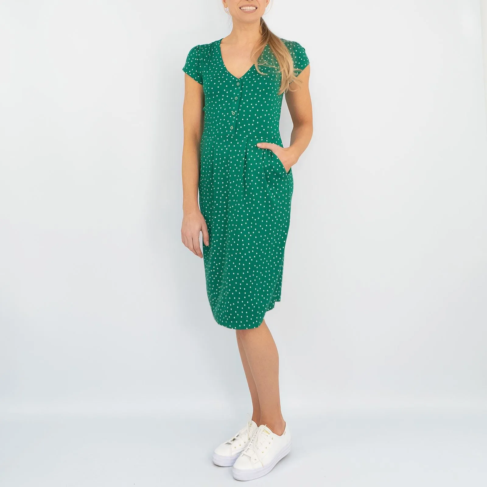 Boden Alberta Jersey Polka Dot Dress