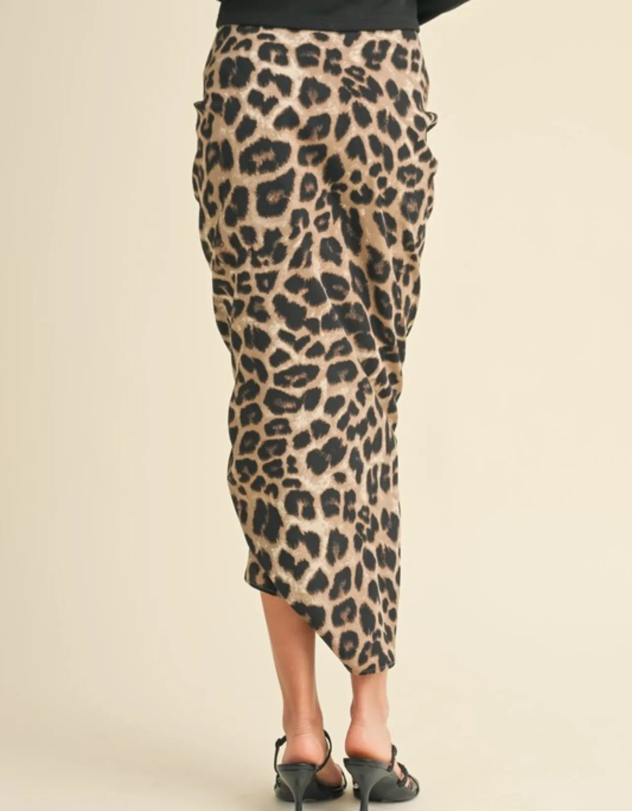 Brookie Leopard Print Ruching Detail Skirt