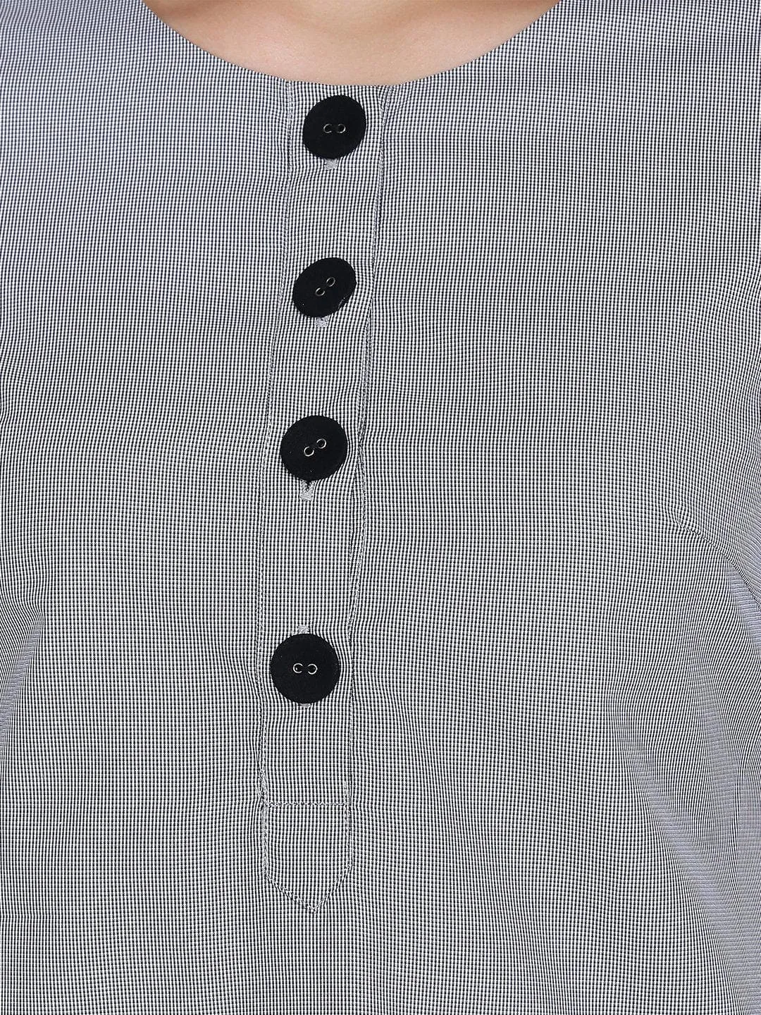 Button Detail Cotton Top - Grey