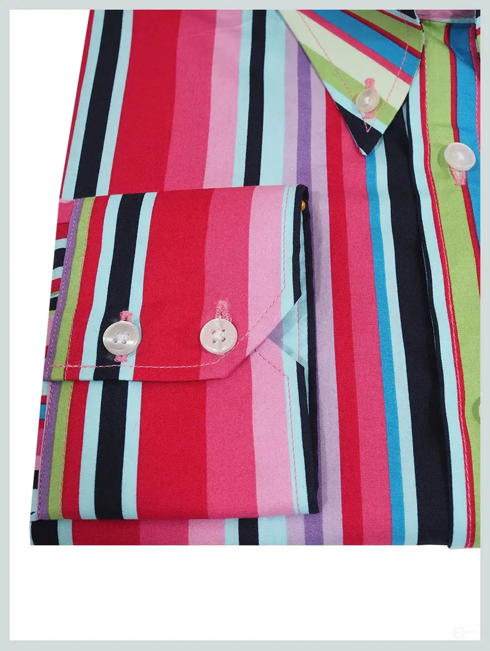 Button Down Shirt - Candy Style Multi Color Striped Shirt