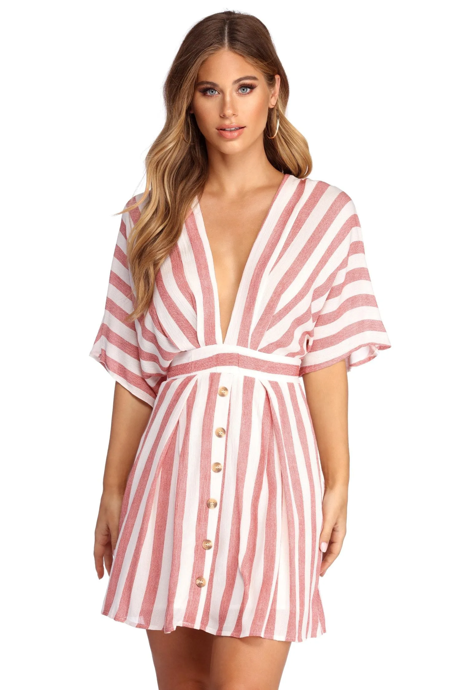 Buttoned Up Stylish In Stripes Dress