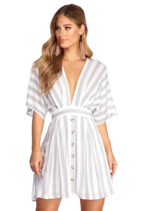 Buttoned Up Stylish In Stripes Dress