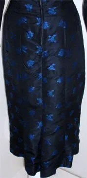 CEIL CHAPMAN 1960s Black and Blue Silk Cocktail Dress