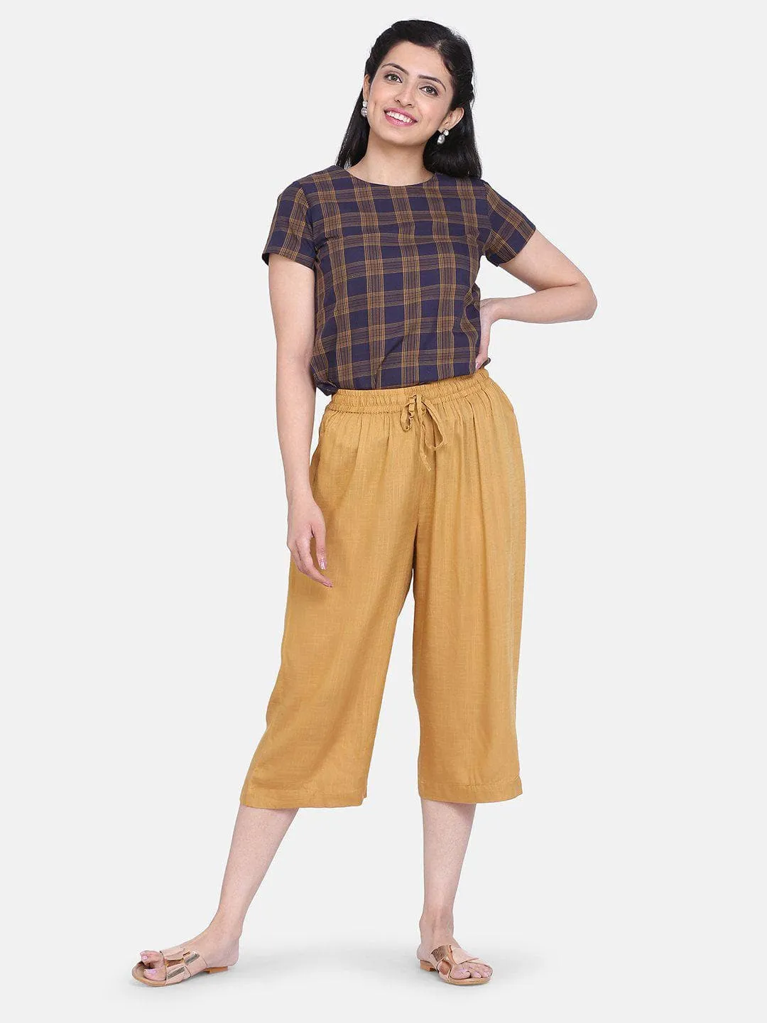 Check Cotton Top - Brown