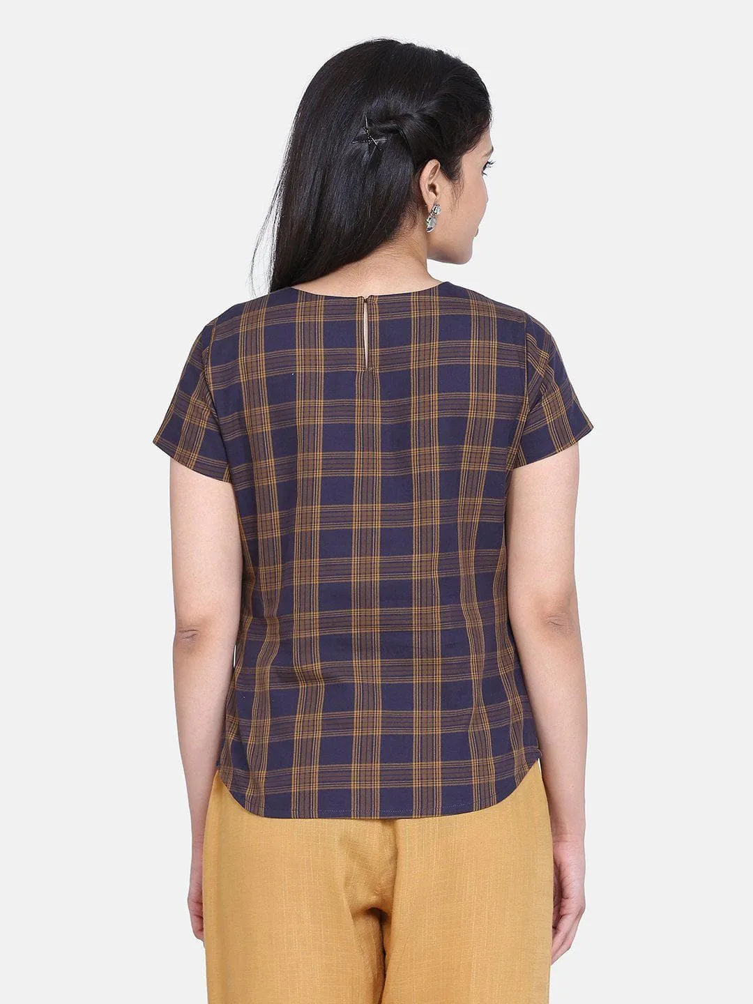 Check Cotton Top - Brown