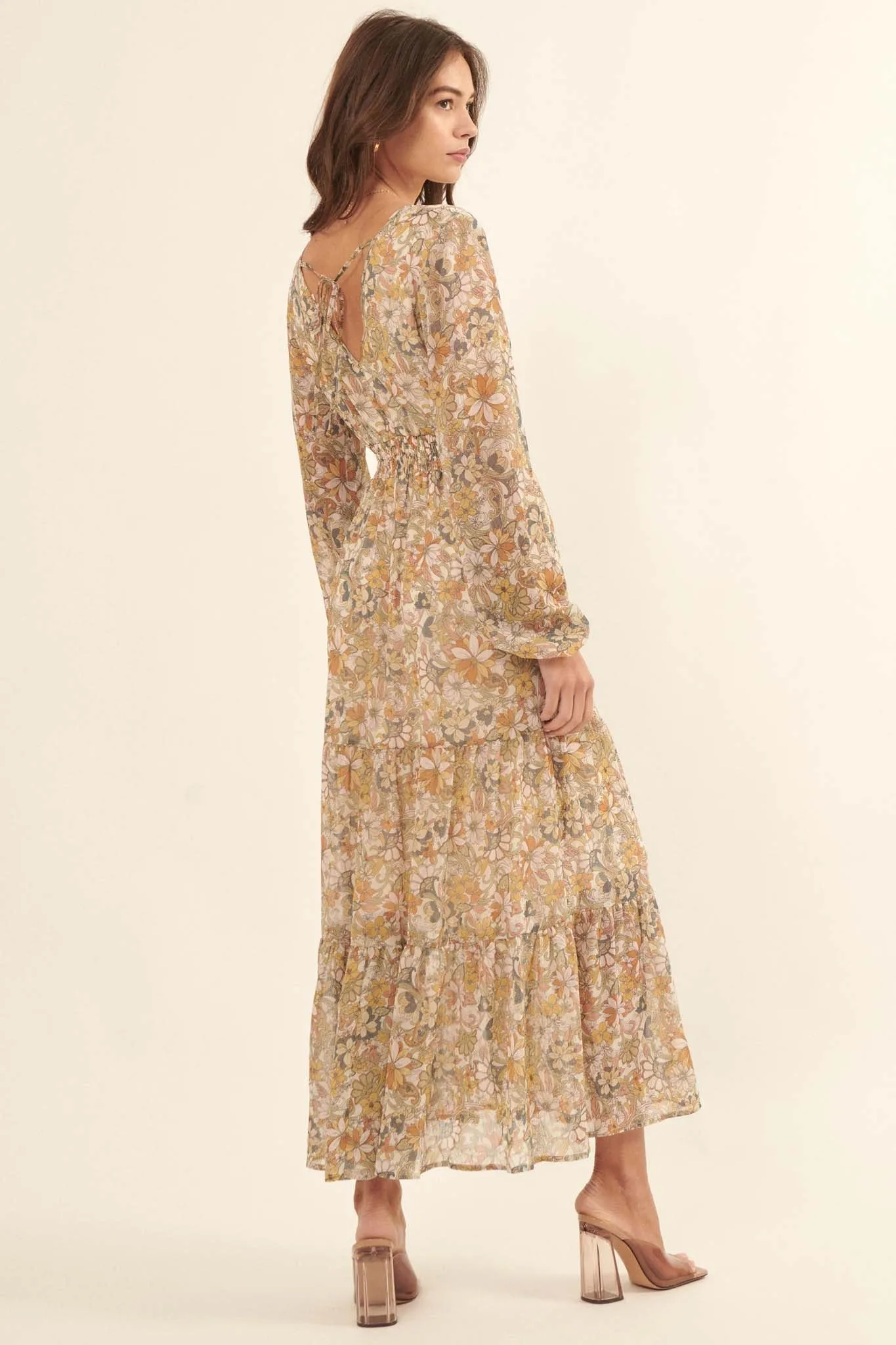 Cherished Blooms Floral Chiffon Prairie Dress