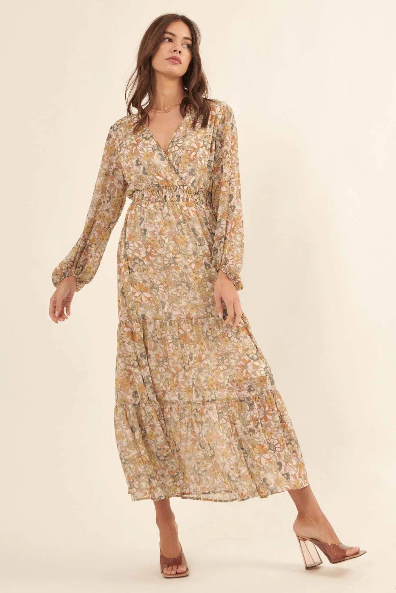 Cherished Blooms Floral Chiffon Prairie Dress