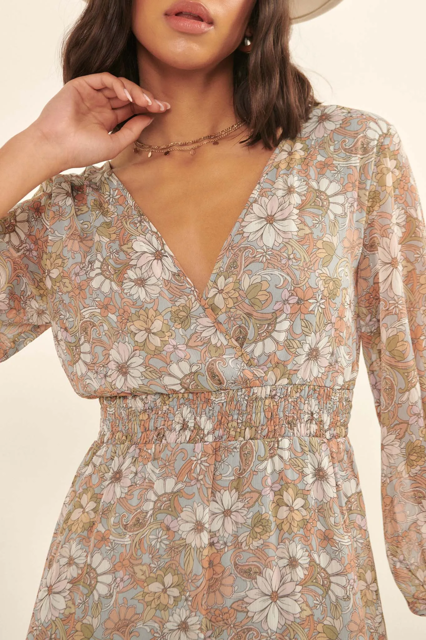 Cherished Blooms Floral Chiffon Prairie Dress