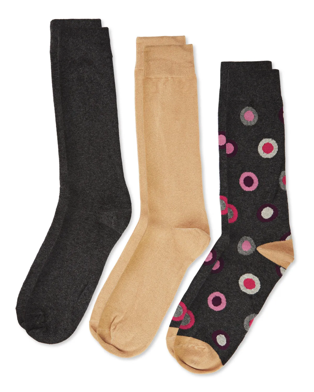 Circle Fill Men's Cotton Blend Crew Sock 3 Pack