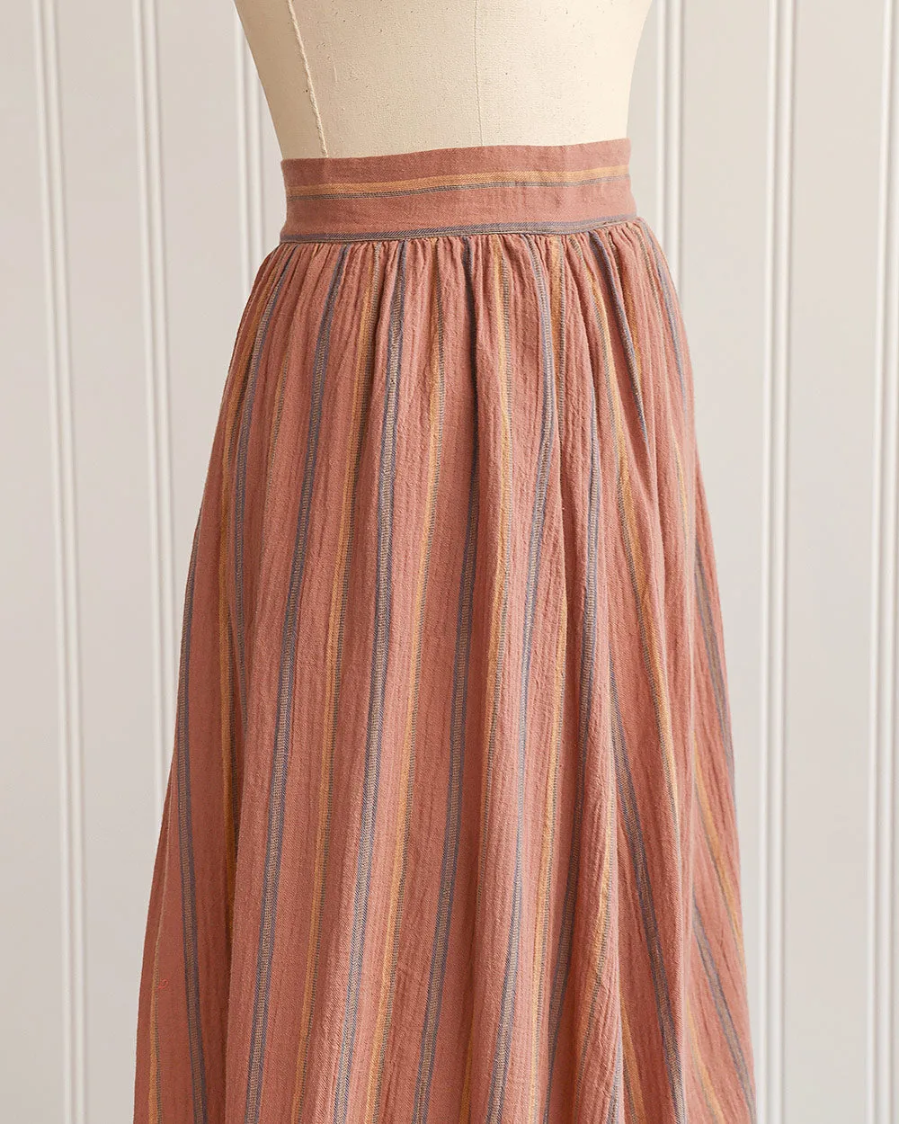 Clay Striped Midi Skirt