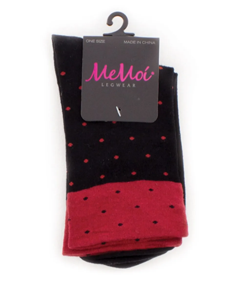 Contrast Dot Cotton Blend Ankle Socks