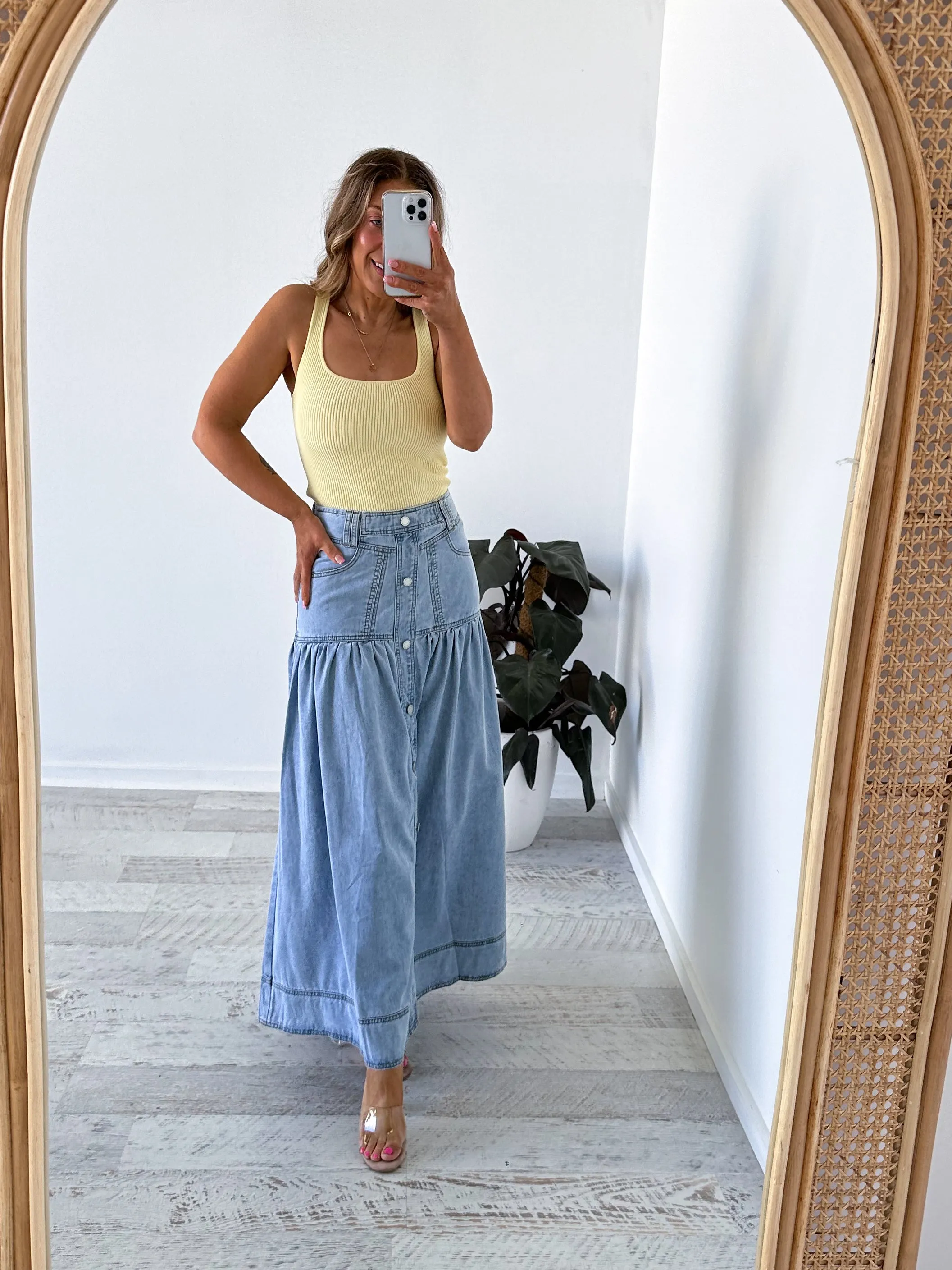 Cory Denim Skirt - Light Blue