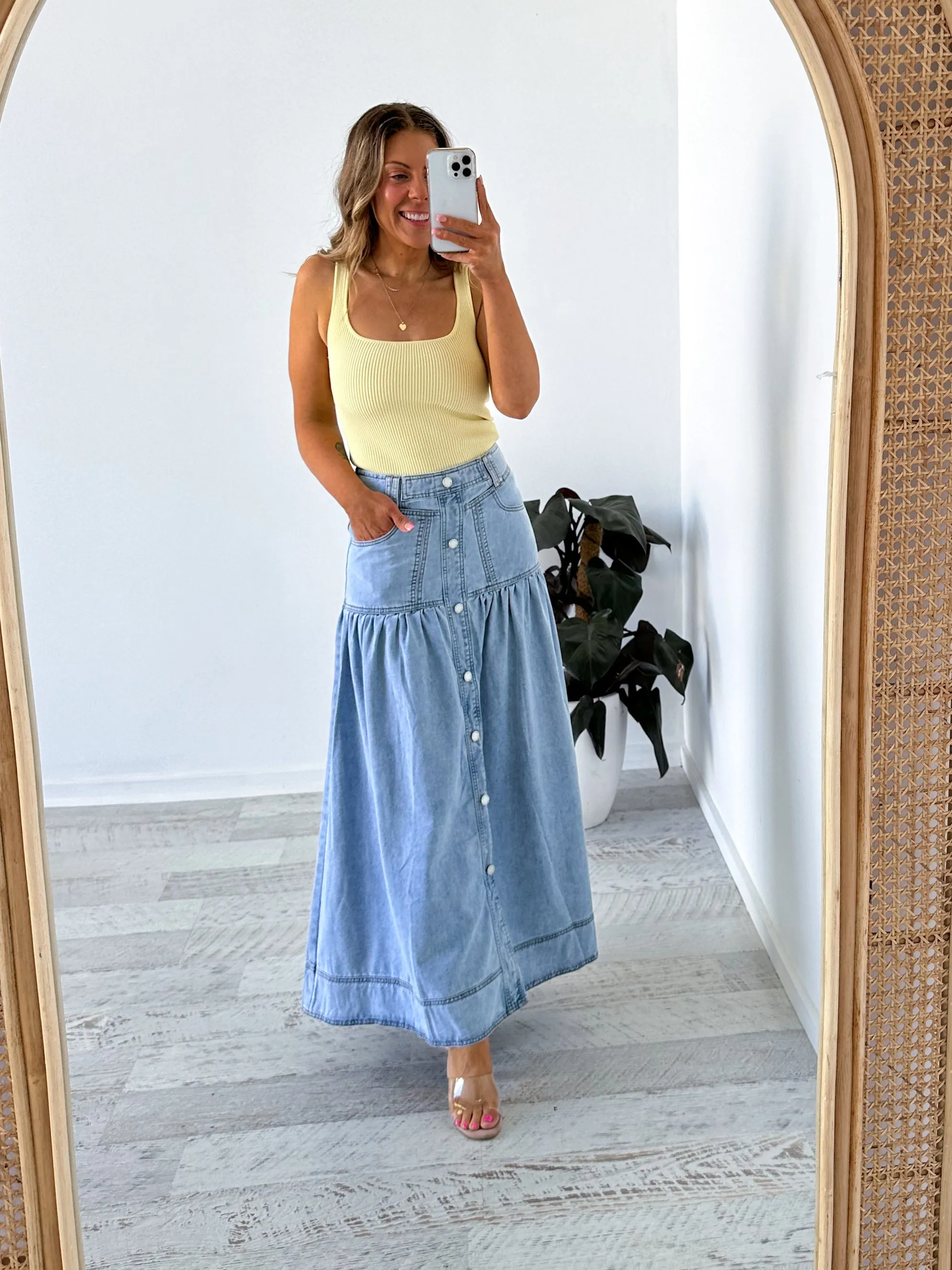 Cory Denim Skirt - Light Blue