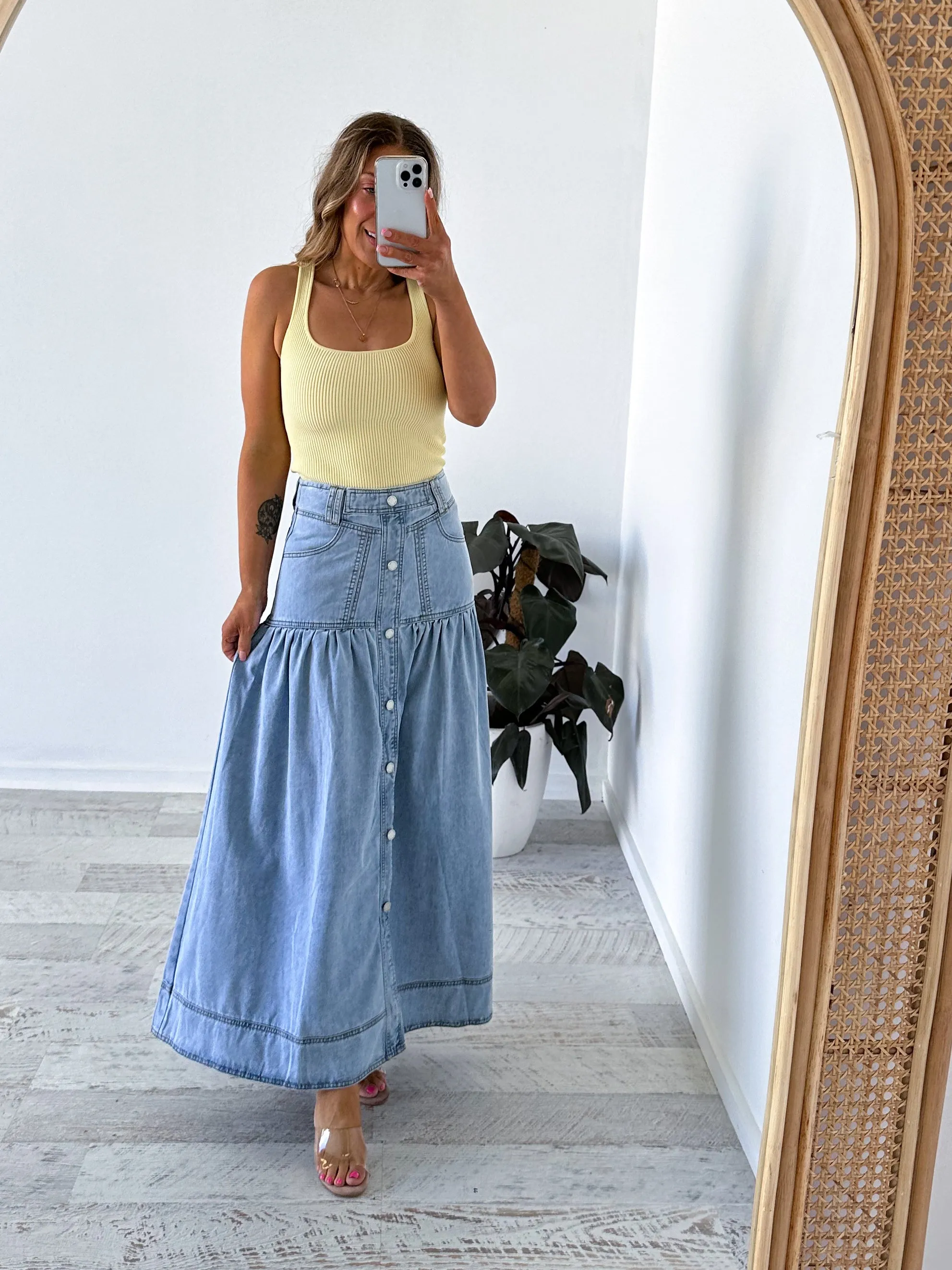 Cory Denim Skirt - Light Blue