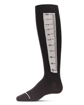 Cotton Blend Ruler Knee High Socks