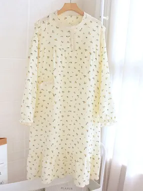 Crew Neck Crepe Print Nightdress