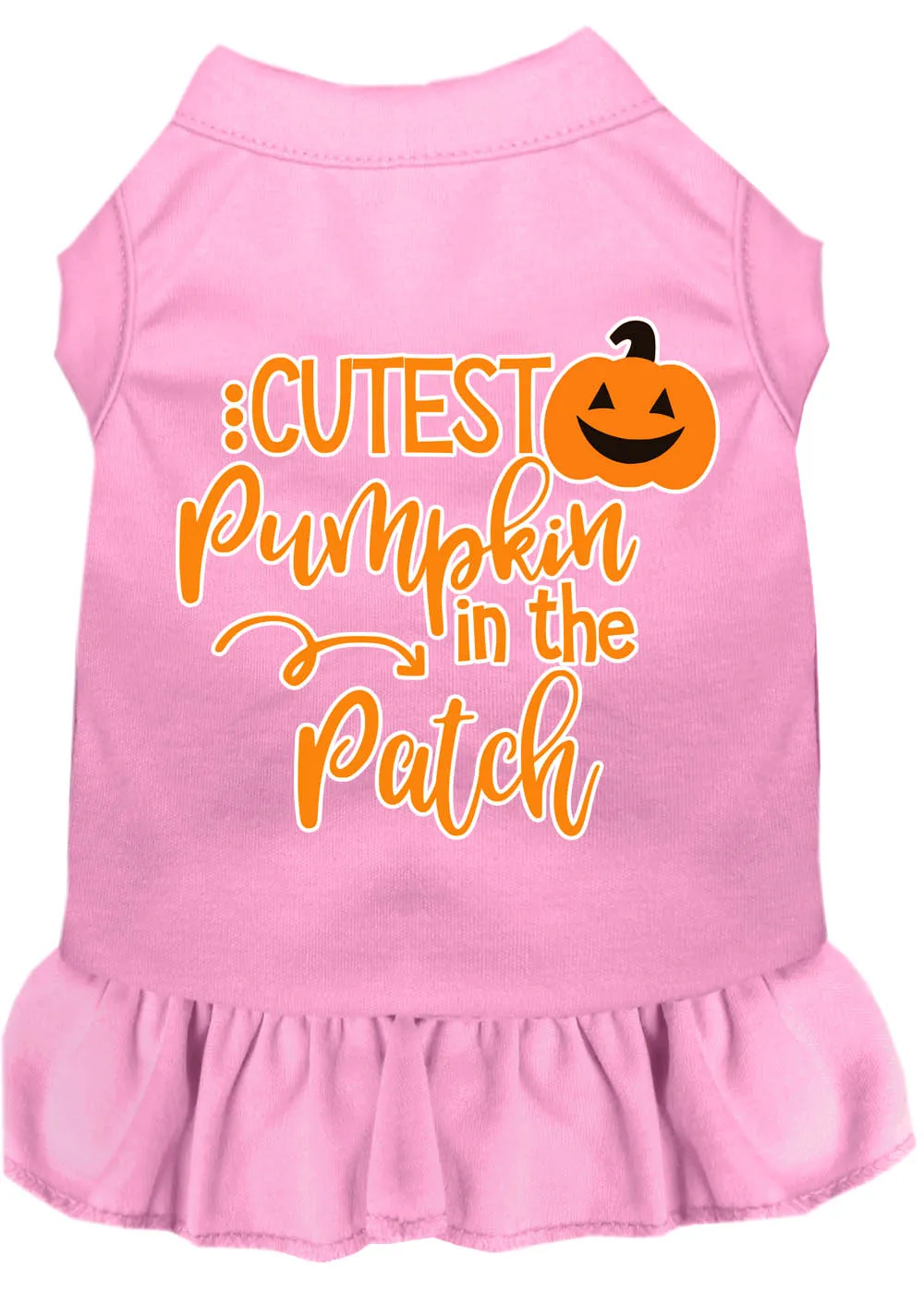 Cutest Pumpkin In The Patch Screen Print Dog Dress Light Pink Lg