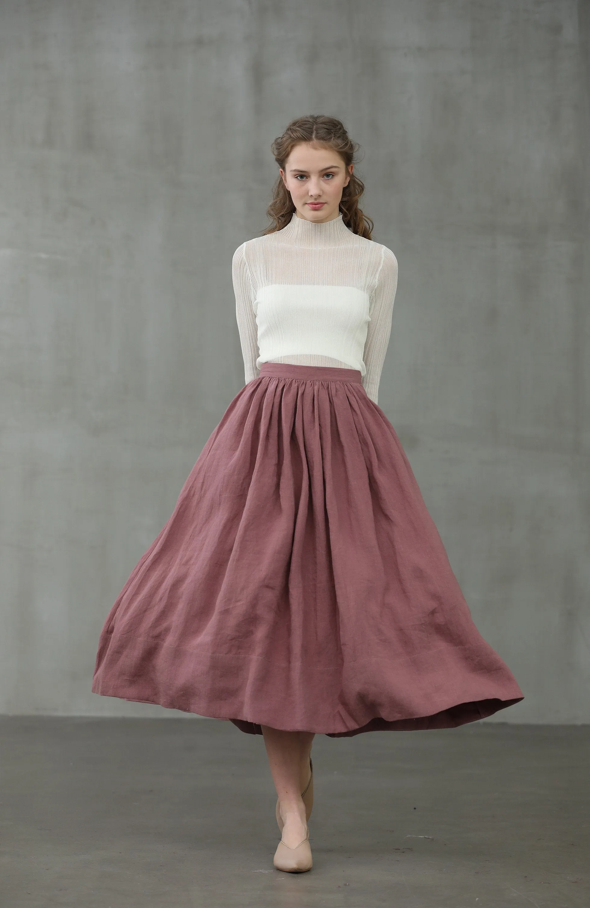 Daisy 03 | ashed lilac linen skirt