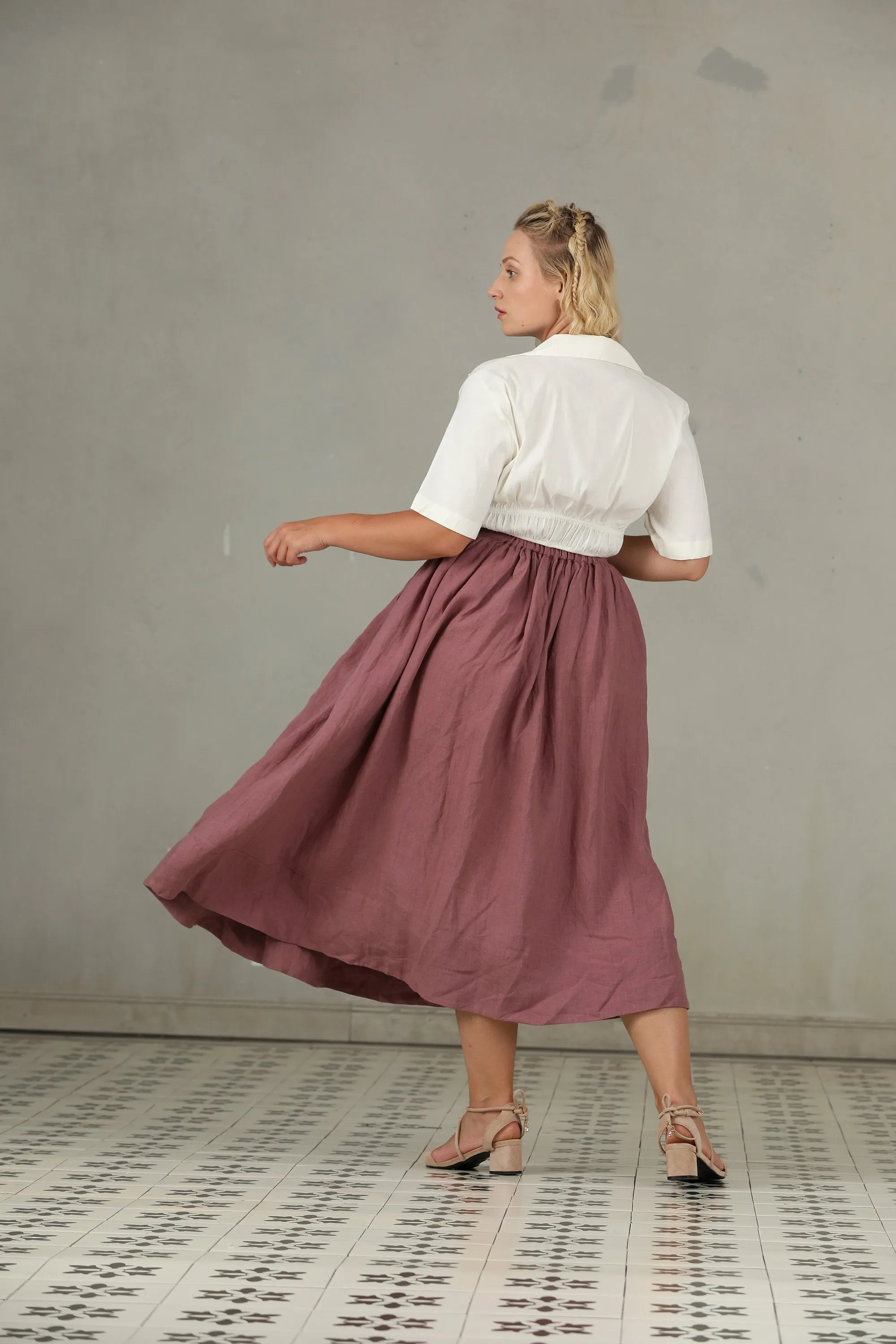 Daisy 03 | PLUS SIZE Linen Skirt