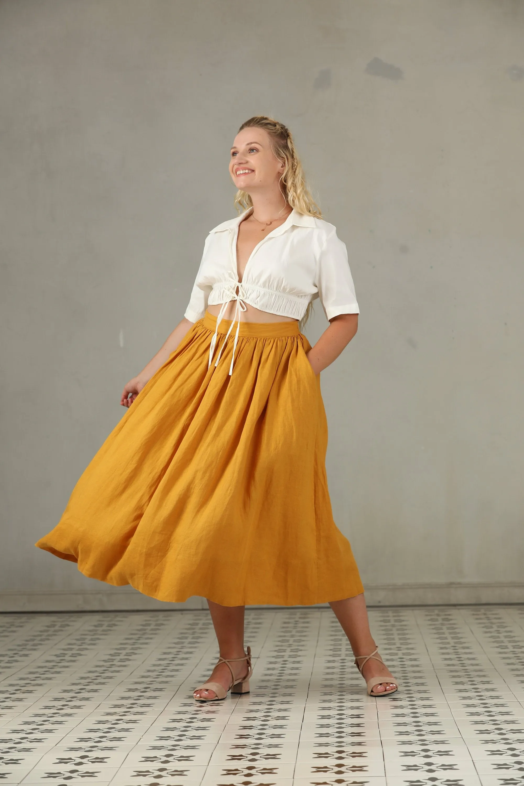 Daisy 03 | PLUS SIZE Linen Skirt